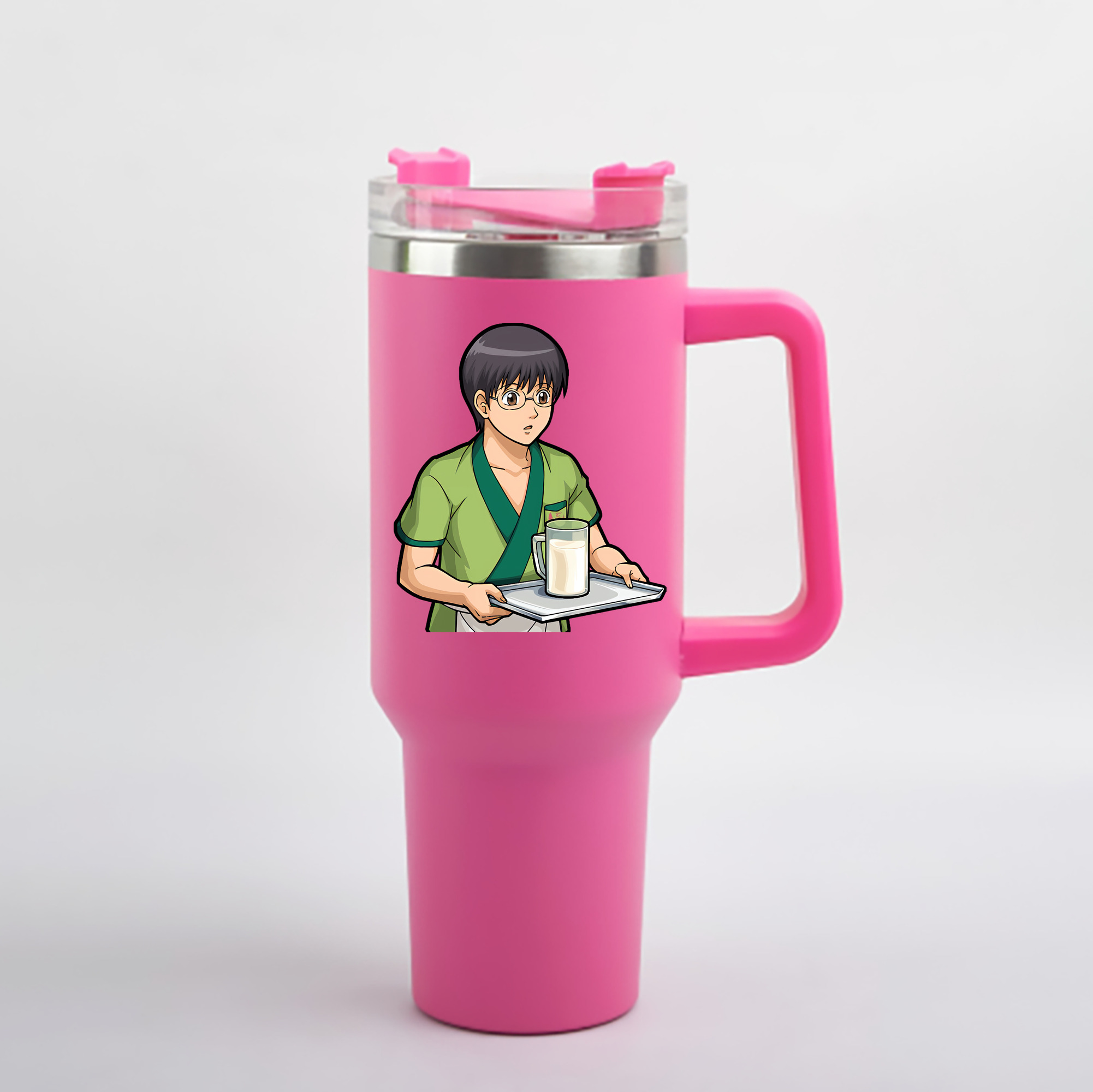 （画像用） ぎんたま 坂田銀時（さかたぎんとき） 神楽 志村新八（しむら しんぱち） GINTAMA Sakata Gintoki Kagura Shimura Shinpachi 1200mL車用タンブラー - クリスタルステッカー（プラスチックストロー付き）